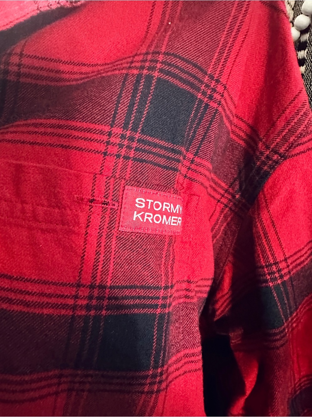 Stormy Kromer Men’s XL Red Black Buffalo Plaid Flannel Shirt Unisex - Picture 3 of 9